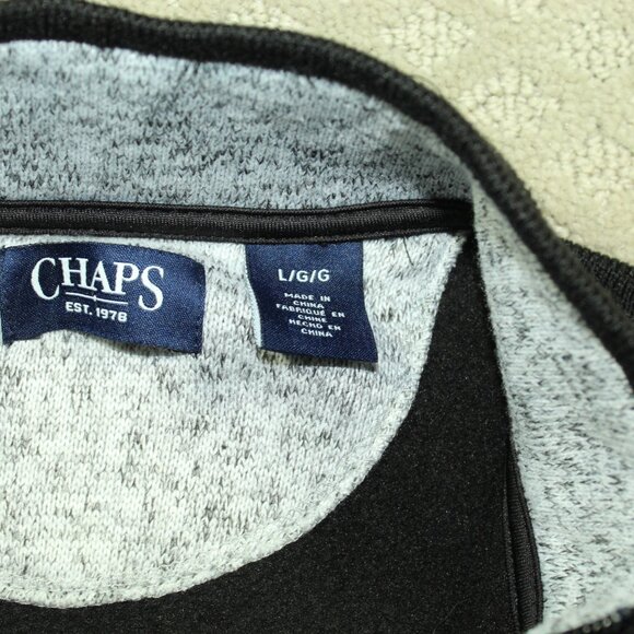 Chaps Sweater Large Black 1/4 Zip Long Sleeve Casual Chaps Embroidered Logo - Picture 3 of 7